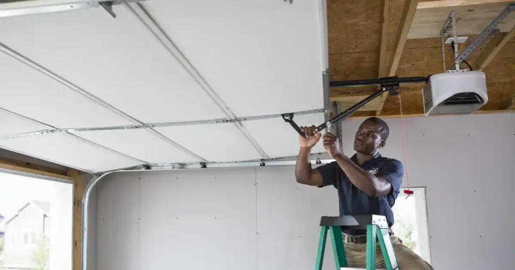 expert installing a garage door